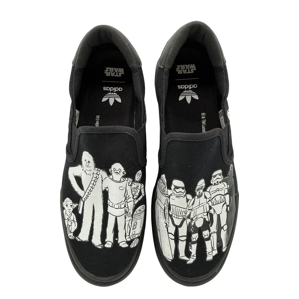 Adidas Star Wars Slip On Black Canvas Sneakers Rebel‎ Empire FY5312 Mens 8